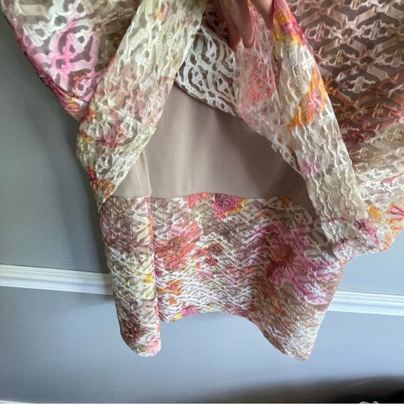 R & M Richards Floral Eyelet dress size 8 tan pink R&M women’s - Picture 3 of 5